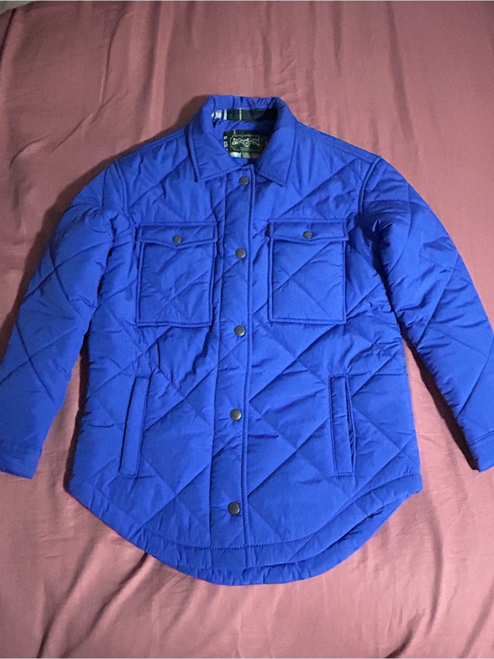 American Eagle Puffer Shacket Collared Lined Shirt Jacket Blue Size XXS